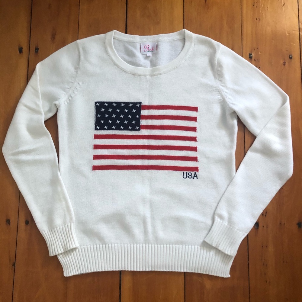Pink Pineapple American Flag Sweater